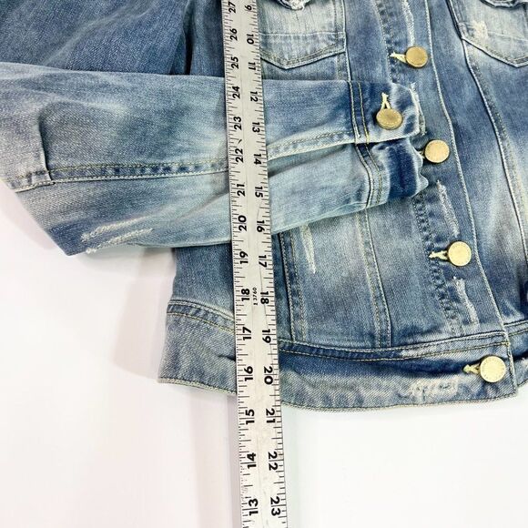 Romeo & Juliet Couture Womens Blue Collared Long Sleeve Denim Jacket Size Medium - Picture 7 of 8